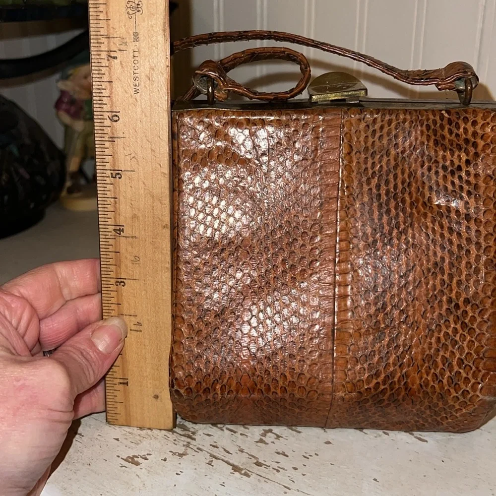 Vintage Snakeskin Brown Leather Handbag